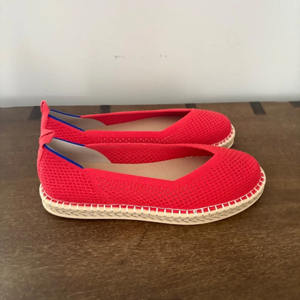 Rothys The Espadrille Red Knit Slip On Flats Shoes W10 186-004
